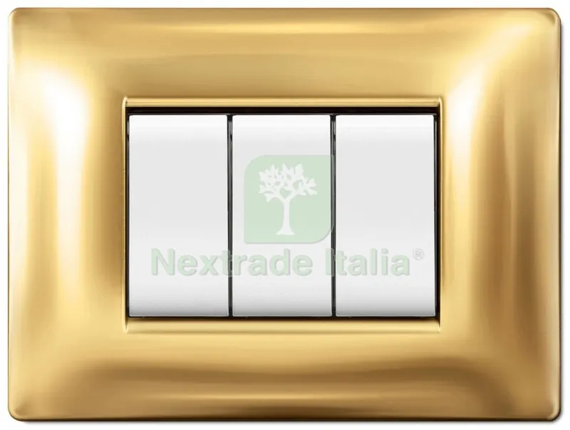 PLACCA LIFE Q MODELLO LIVING ORO 4 POSTI — Interruttori e prese — rif. FERX.97543 PLACCA LIFE Q MODELLO LIVING ORO 4 POSTI — Interruttori e prese — rif. FERX.97543