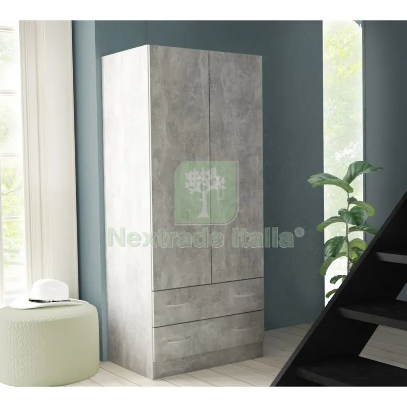 Kit Armadio 2 Ante + 2 Cassetti 80X52X190 H CM Cemento Chiaro K4298 — Cemento, malte e collanti edili — rif. FERX.976