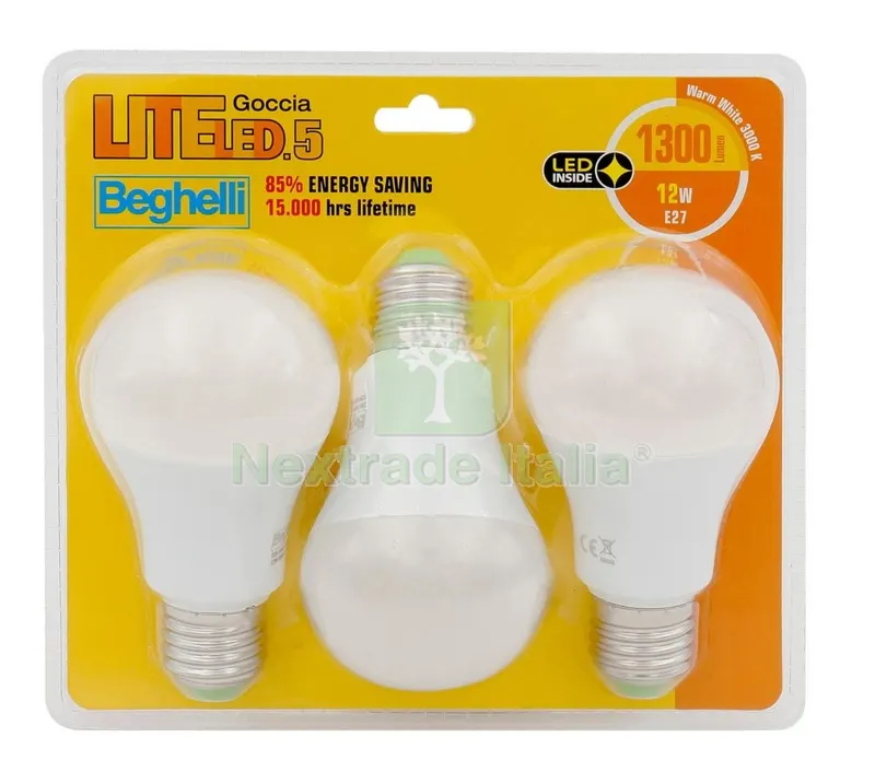 5CF Beghelli LED a Goccia 58000 E27W12 KIT3PZ CAL — Illuminazione — rif. FERX.98255