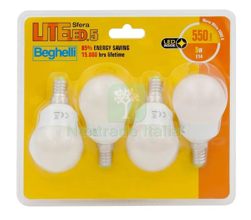 5CF Beghelli LED a Sfera 58002 E14 W5 Kit 4PZ Durata 15000 ORE Luce Calda — Illuminazione — rif. FERX.98259 5CF Beghelli LED a Sfera 58002 E14 W5 Kit 4PZ Durata 15000 ORE Luce Calda — Illuminazione — rif. FERX.98259