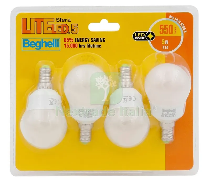 5CF Beghelli LED a Sfera 58006 E14 W5 Kit 4PZ Durata 15000 ORE Luce Fredda — Illuminazione — rif. FERX.98260
