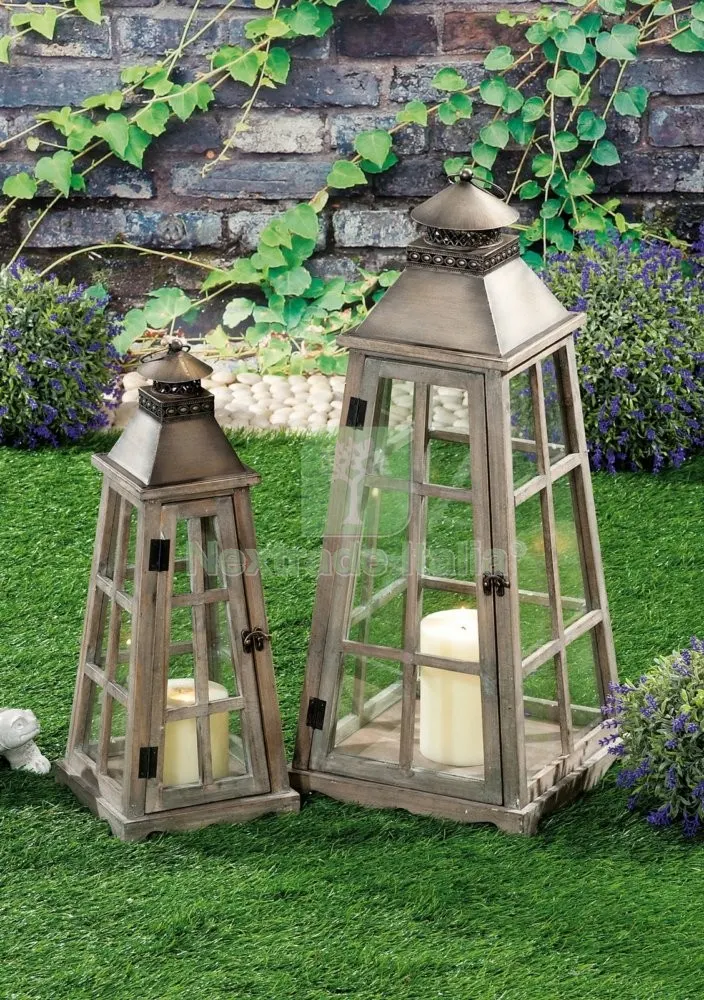 Lanterne Magnum in Legno Metallo Set 2 Pezzi Misure in Descrizione — Illuminazione — rif. FERX.98321
