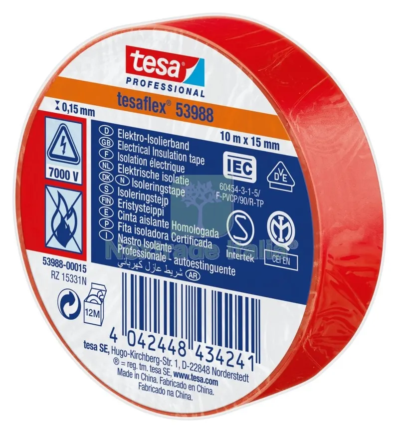 10PZ NASTRO ISOLANTE CERTIFICATO ROSSO MM.15(MT.10) — Adesivi e sigillanti — rif. FERX.98399