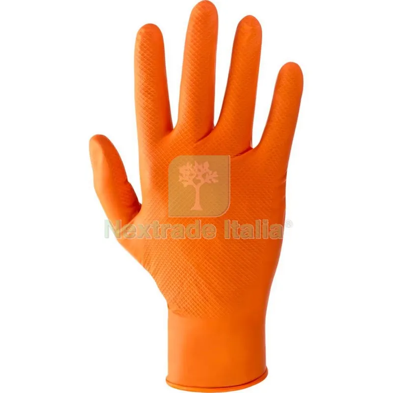 GUANTI IN NITRILE ARANCIONE TG.L (PZ.50) — Guanti da lavoro — rif. FERX.98472