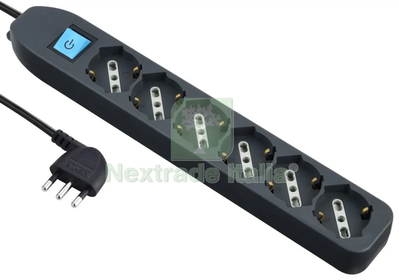 MULTIPRESA 6PRESE BIPASSO/SCHUKO + INTERRUTTORE NERA FIGURA 4 — Interruttori e prese — rif. FERX.98623 MULTIPRESA 6PRESE BIPASSO/SCHUKO + INTERRUTTORE NERA FIGURA 4 — Interruttori e prese — rif. FERX.98623