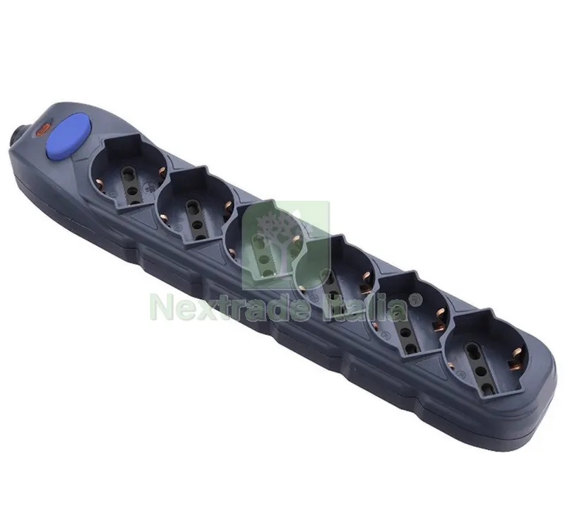 MULTIPRESA 6PRESE BIPASSO/SCHUKO+INTERRUTTORE SENZA CAVO NERA FIGURA 10 — Interruttori e prese — rif. FERX.98629 MULTIPRESA 6PRESE BIPASSO/SCHUKO+INTERRUTTORE SENZA CAVO NERA FIGURA 10 — Interruttori e prese — rif. FERX.98629