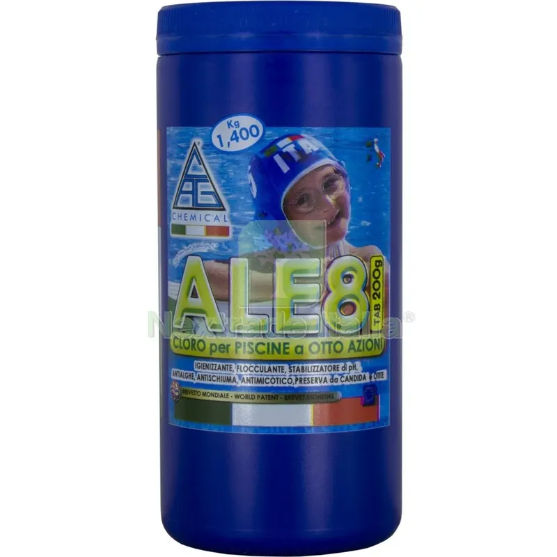 Cloro 8 Funzioni x Piscina Pastiglie GR.200 KG.1,4 ALE8 P200 — Tempo libero outdoor — rif. FERX.98634 Cloro 8 Funzioni x Piscina Pastiglie GR.200 KG.1,4 ALE8 P200 — Tempo libero outdoor — rif. FERX.98634