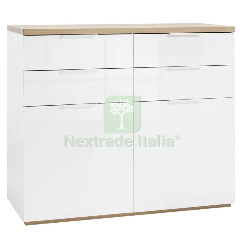 Kit Mobile 4CASSETTI+2ANTE CM.120X50X102H Bianco Lucido/Rovere — Arredo — rif. FERX.99020 Kit Mobile 4CASSETTI+2ANTE CM.120X50X102H Bianco Lucido/Rovere — Arredo — rif. FERX.99020