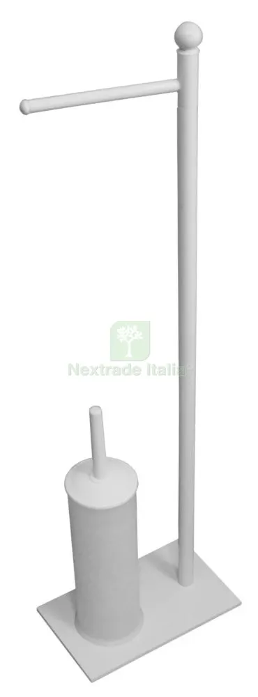 Piantana con PORTAROTOLO+SCOPINO Sonia Bianco Figura 9 — Accessori bagno — rif. FERX.99026
