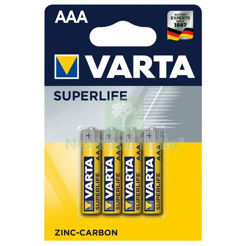 12BLISTER VARTA SUPERLIFE ZINCO MINI/STILO BLISTER 4PZ — Caricabatterie e alimentatori — rif. FERX.99111
