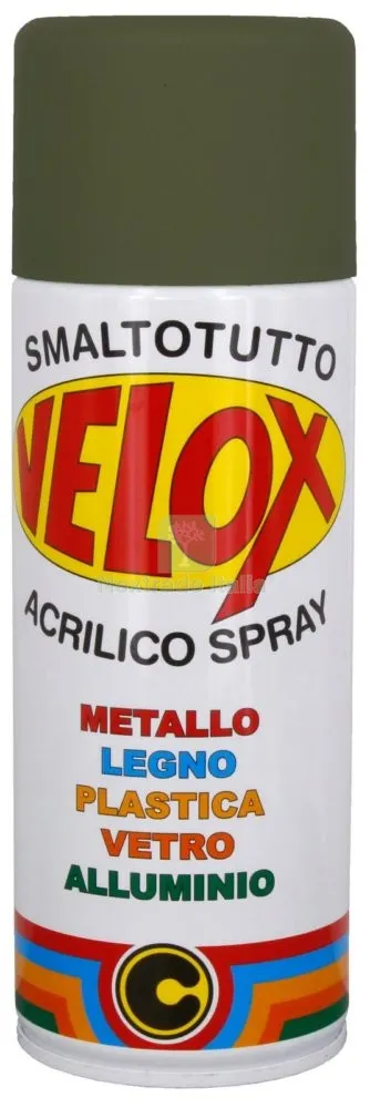 6PZ Velox Spray Acrilico Verde Militare Opaco/Scuro RAL 6003 — Bombolette e vernici spray — rif. FERX.99116