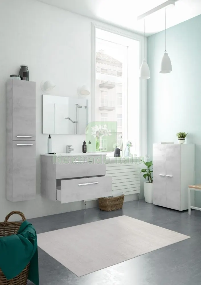 KIT MOBILE BAGNO ARUBA 2 CASSETTI CM.80X45X57H CEMENTO — Accessori bagno — rif. FERX.99134 KIT MOBILE BAGNO ARUBA 2 CASSETTI CM.80X45X57H CEMENTO — Accessori bagno — rif. FERX.99134
