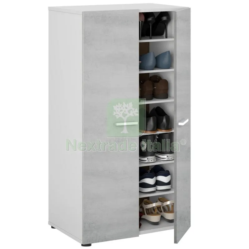 Kit Scarpiera 2ANTE/6RIPIANI CM.55X36X104H Bianco/Cemento — Arredo — rif. FERX.99136