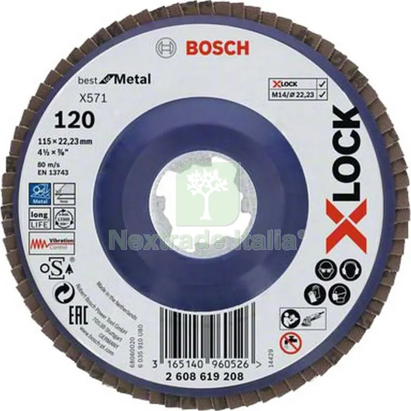 10PZ BOSCH-B DISCO LAMELLARE X-LOCKGR.120 MM.115 — Punte, frese e dischi — rif. FERX.99346 10PZ BOSCH-B DISCO LAMELLARE X-LOCKGR.120 MM.115 — Punte, frese e dischi — rif. FERX.99346