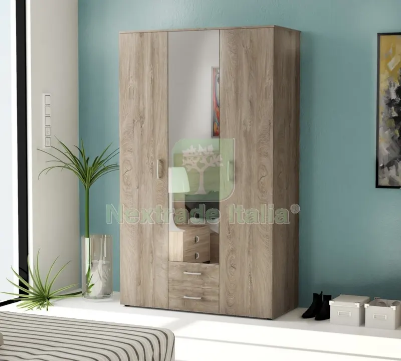 Kit Armadio 3 Ante +2 Cassetti Specchio CM 121X200X54 Rovere K105 — Arredo — rif. FERX.994 Kit Armadio 3 Ante +2 Cassetti Specchio CM 121X200X54 Rovere K105 — Arredo — rif. FERX.994