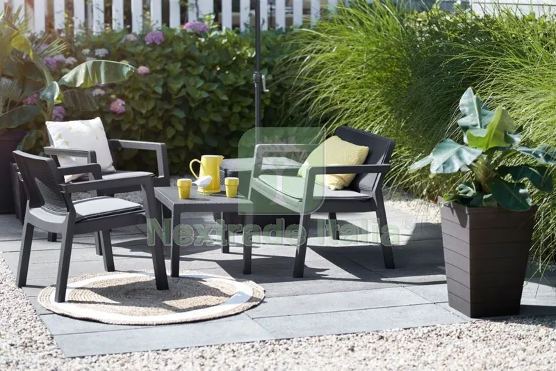 Allibert Salotto Emily Graphite con Cuscini — Tempo libero outdoor — rif. FERX.99440 Allibert Salotto Emily Graphite con Cuscini — Tempo libero outdoor — rif. FERX.99440