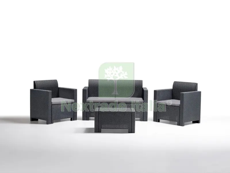 Salotto Resina 4PZ.CON Cuscini Nebraska 2 Antracite — Casalinghi e organizzazione — rif. FERX.99482 Salotto Resina 4PZ.CON Cuscini Nebraska 2 Antracite — Casalinghi e organizzazione — rif. FERX.99482