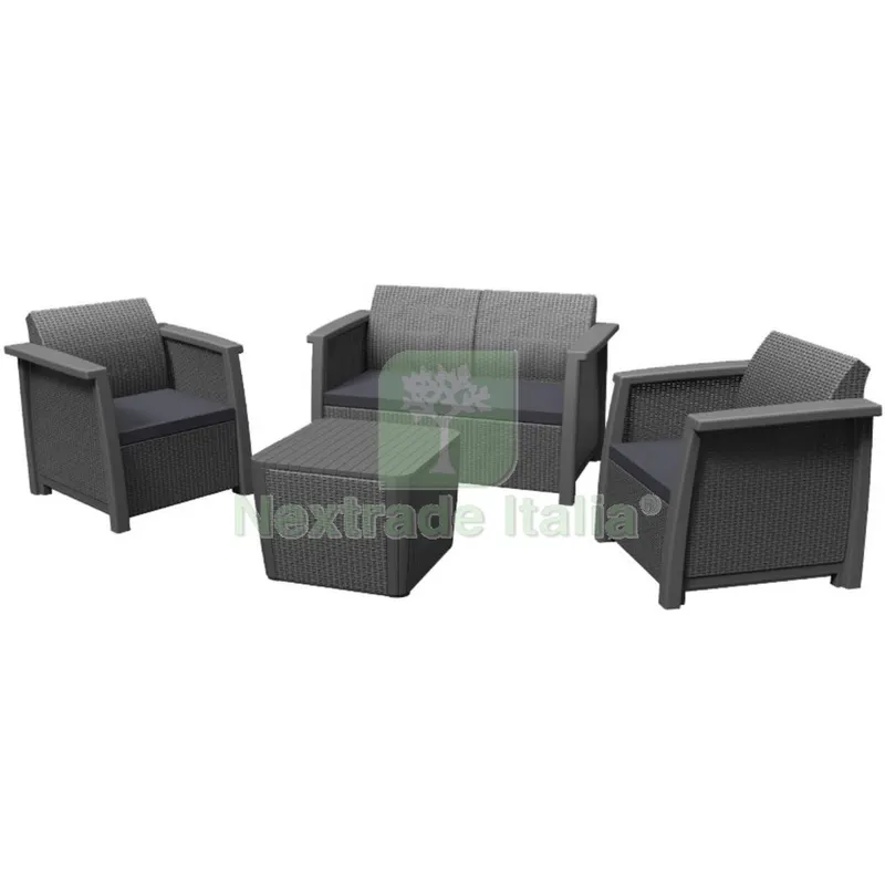 Keter Salotto Freemont Antracite con Cuscini — Tempo libero outdoor — rif. FERX.99525 Keter Salotto Freemont Antracite con Cuscini — Tempo libero outdoor — rif. FERX.99525