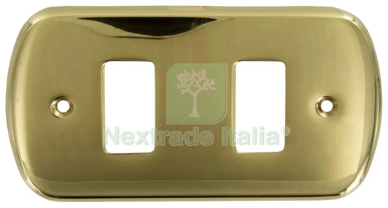 10PZ Coprinterruttore Mod."aurora"in Ottone, Posti 2 Finitura Oro Lucido — Interruttori e prese — rif. FERX.9979 10PZ Coprinterruttore Mod."aurora"in Ottone, Posti 2 Finitura Oro Lucido — Interruttori e prese — rif. FERX.9979