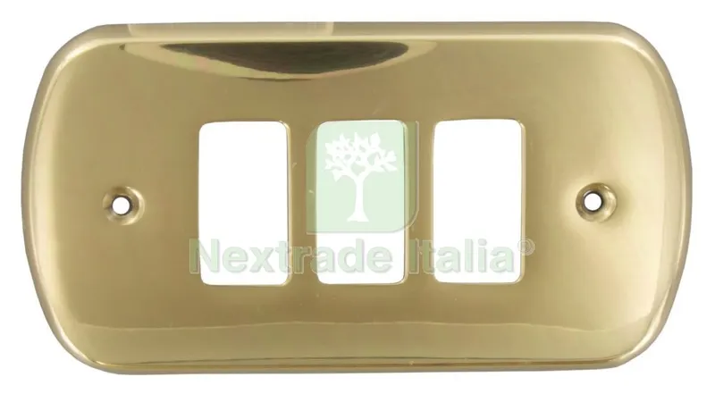 10PZ Coprinterruttore Mod."aurora" in Ottone,posti 3 Finitura Oro Lucido — Interruttori e prese — rif. FERX.9982