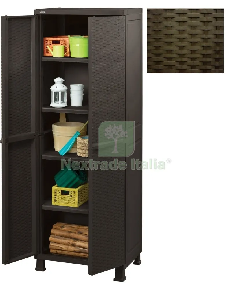 Armadio Keter 4 Ripiani 2 Ante Colore Marrone CM 65X45X177H — Arredo — rif. FERX.9993