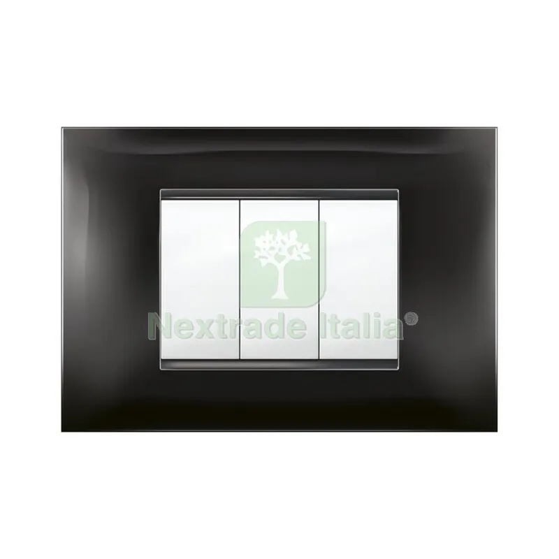 10PZ PLACCA MIVIDA PLANA NERO 3P — Interruttori e prese — rif. FERX.505728
