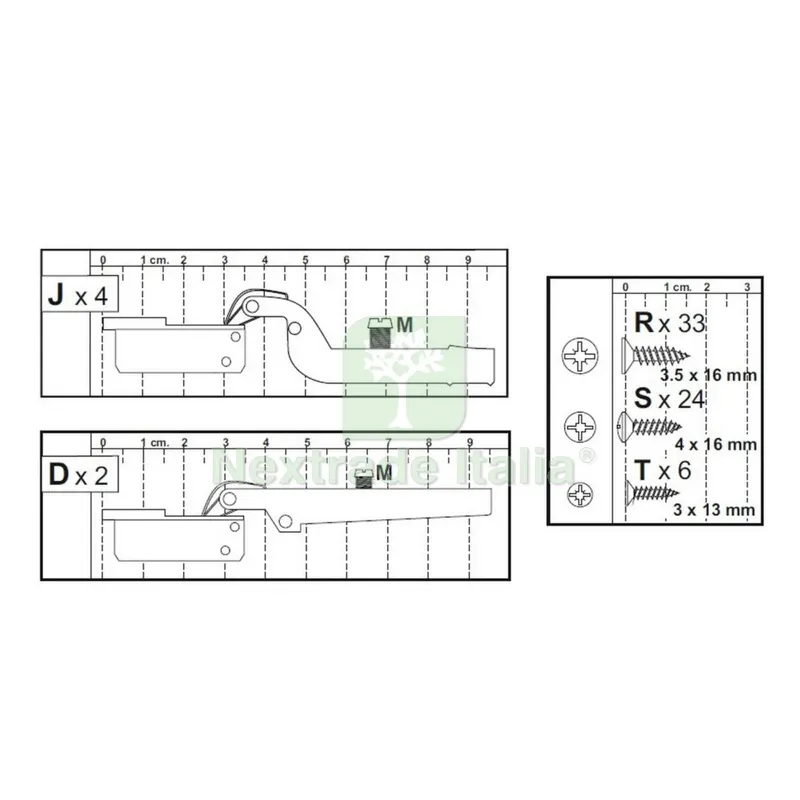 KIT CREDENZA 3ANTE ZAIKEN-(CERNIERE) — Cerniere e cardini — rif. FERX.602255