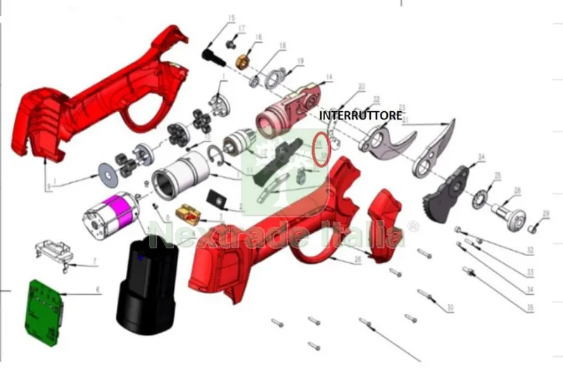 INTERRUTTORE X FORBICI POTA BATTERIA DJ-025 — Interruttori e prese — rif. FERX.602682