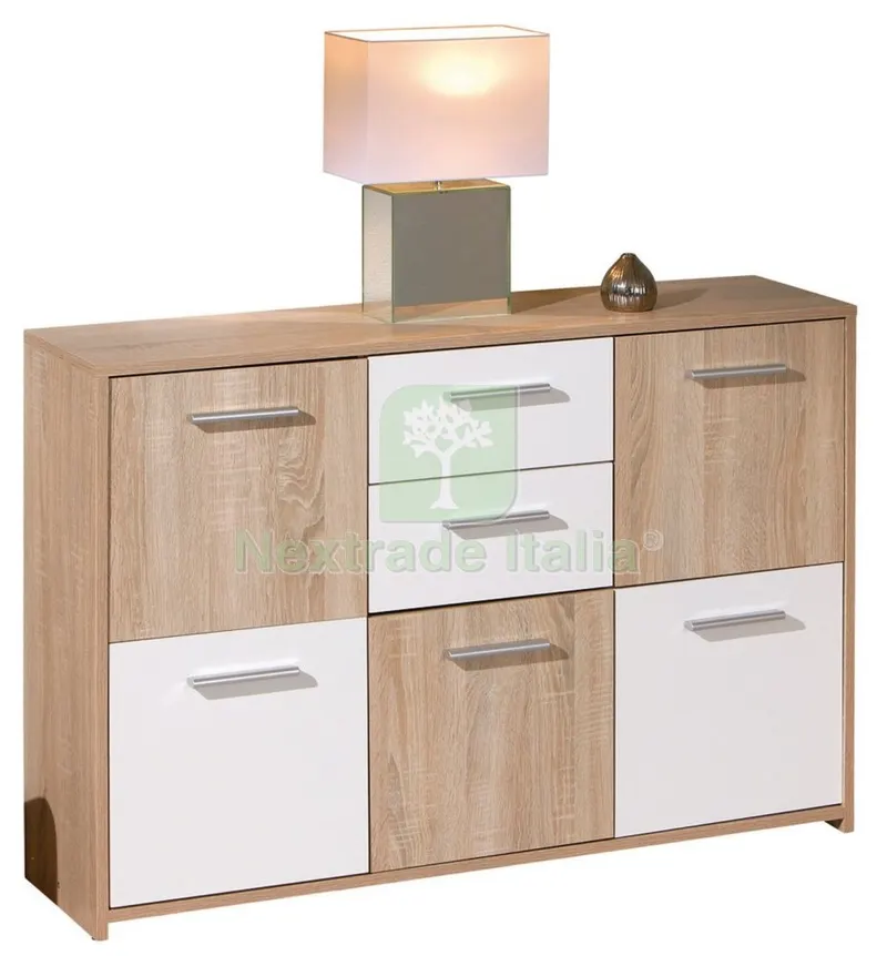 KIT BUFFET 5 ANTE + 2 CASSETTI ELVEZIA ROVERE/BIANCO LACCATO — Arredo — rif. FERX.93478