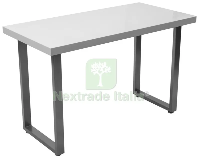 SCRIVANIA LEGNO METALLO CM 110X55X70H BIANCO LUCIDO