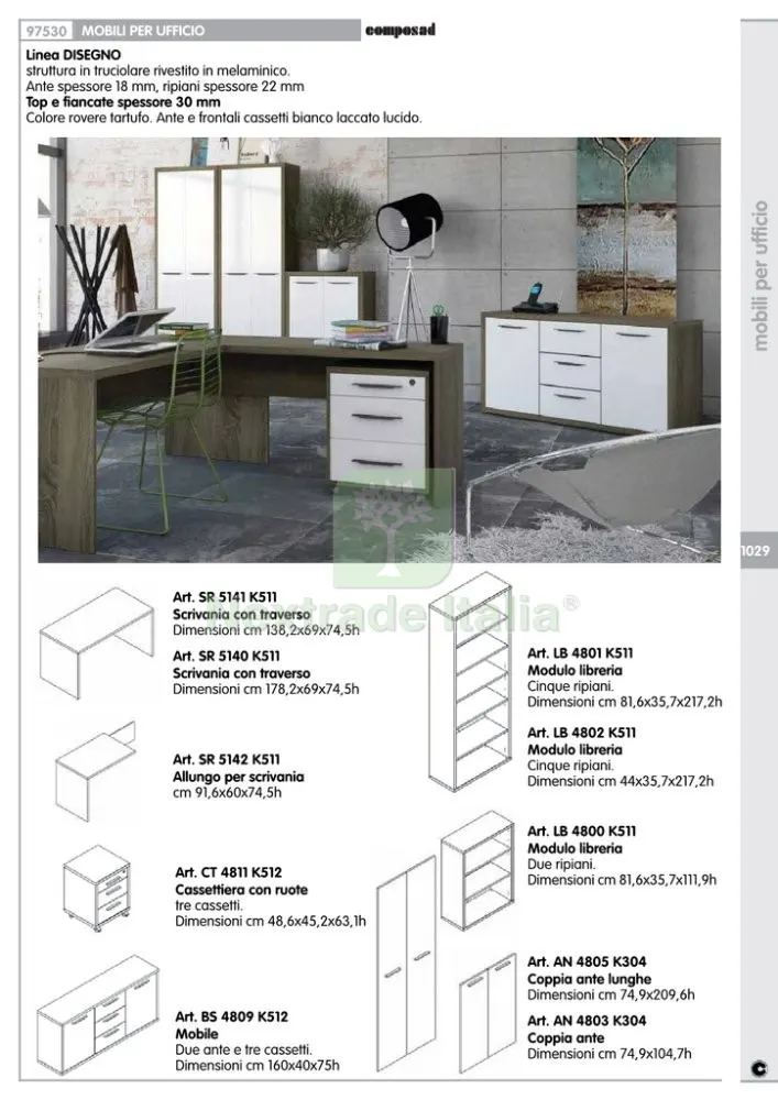 DISEGNO LIBRERIA 6 VANI 36X82XH217 CM ROVERE — Arredo — rif. FERX.86364 — foto 2 DISEGNO LIBRERIA 6 VANI 36X82XH217 CM ROVERE — Arredo — rif. FERX.86364 — foto 2