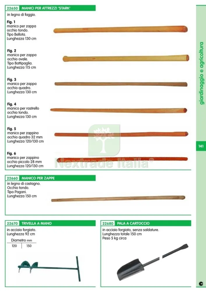 PALA A CARTOCCIO FORGIATA MANICO FERRO 150 CM — Attrezzi da giardino — rif. FERX.56166 — foto 2