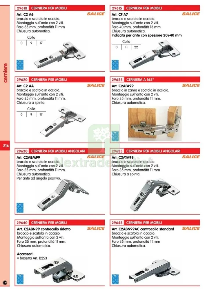 5BLISTER BLISTER SALICE CERNIERE CFA7A99 COLLO 0 (PZ.2) — Cerniere e cardini — rif. FERX.98490 — foto 2