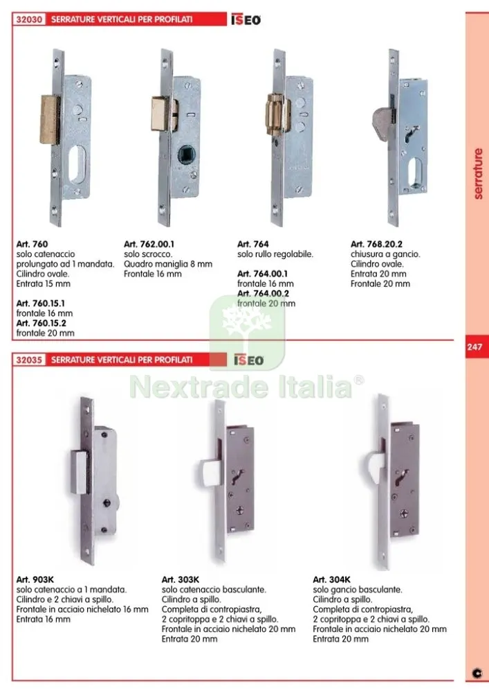 ISEO ART. 768.20.2 SERRATURA X PROFILO 20 CON CILINDRO — Serrature e cilindri — rif. FERX.1324 — foto 2