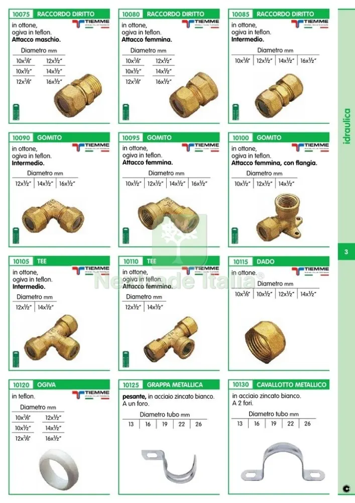 10PZ RACCORDI OTTONE DIRITTI BICONO MASCHIO GAS 12X1/2 PES — Maschi e filettatura manuale — rif. FERX.26592 — foto 2