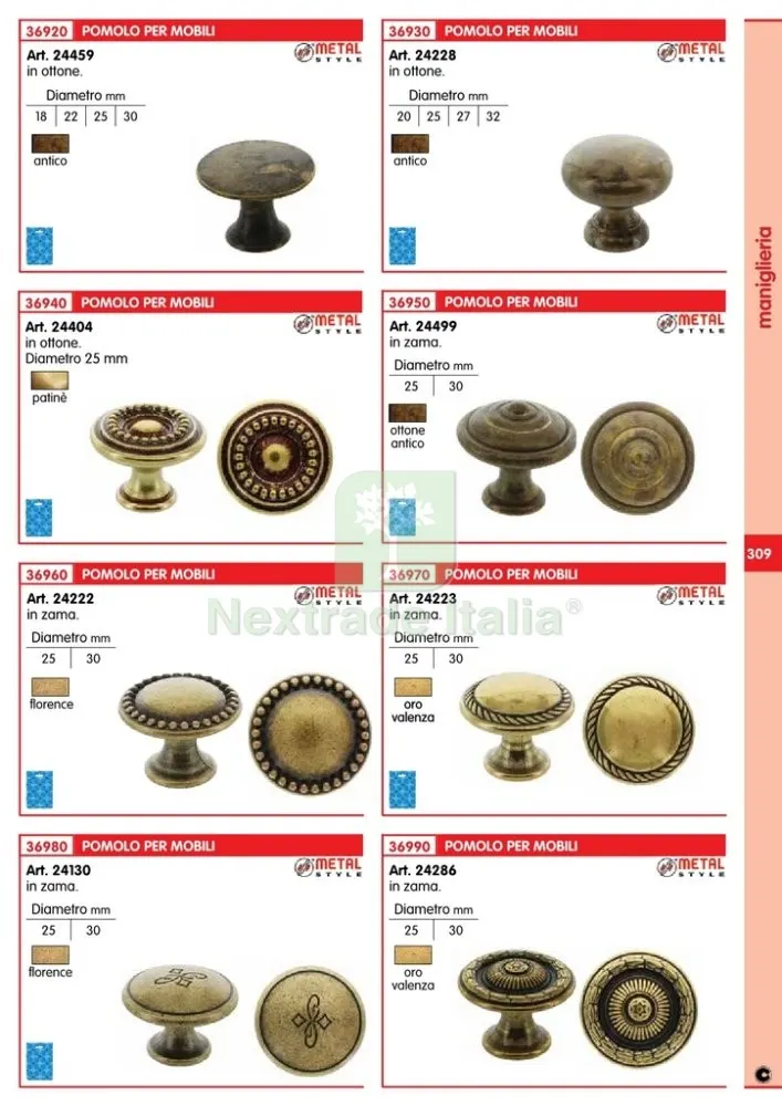 BLISTER POMOLI ANTICH.24228 MM.25 IN OTTONE FINITURA ANTICO (PZ.2) — Maniglie e pomelli — rif. FERX.76545 — foto 2
