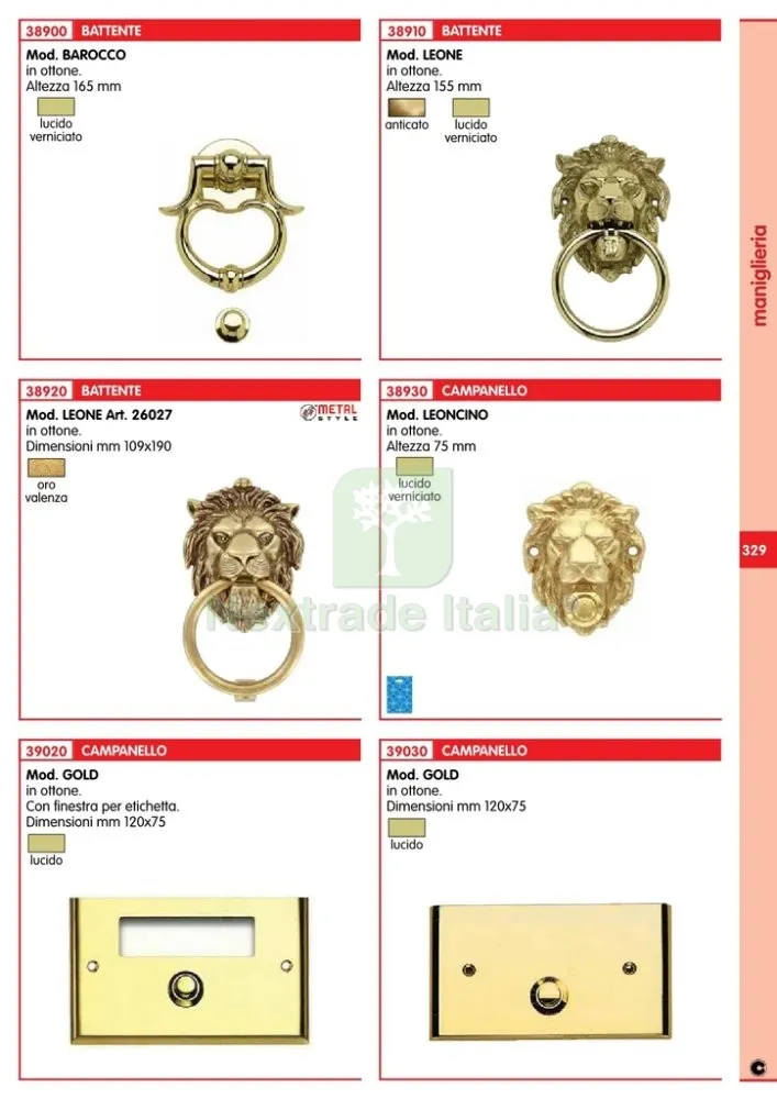 BATTENTE BAROCCO OTTONE LUCIDO VERNICIATO — Ferramenta porte e finestre — rif. FERX.8194 — foto 2 BATTENTE BAROCCO OTTONE LUCIDO VERNICIATO — Ferramenta porte e finestre — rif. FERX.8194 — foto 2