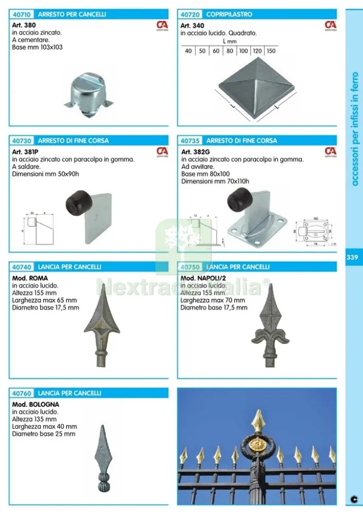 50PZ LANCIA PER CANCELLI MOD.ROMA* MM.155 — Ferramenta porte e finestre — rif. FERX.4109 — foto 2 50PZ LANCIA PER CANCELLI MOD.ROMA* MM.155 — Ferramenta porte e finestre — rif. FERX.4109 — foto 2