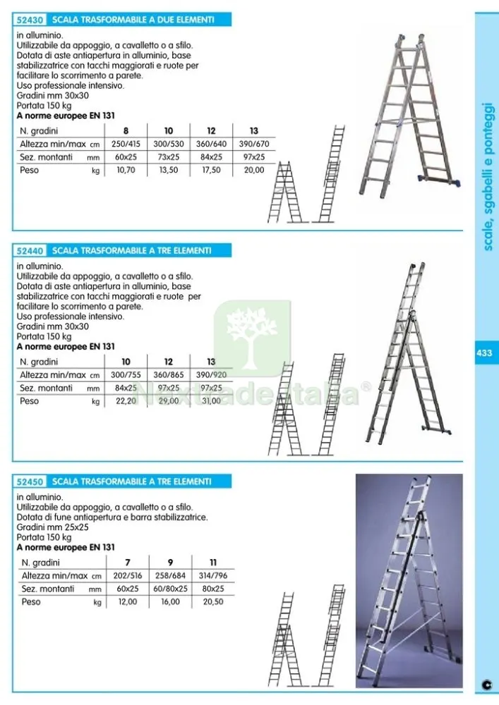 SCALA ALLUMINIO STILO 9+9+9 GRADINI 258-594 CM — Casalinghi e organizzazione — rif. FERX.2777 — foto 2