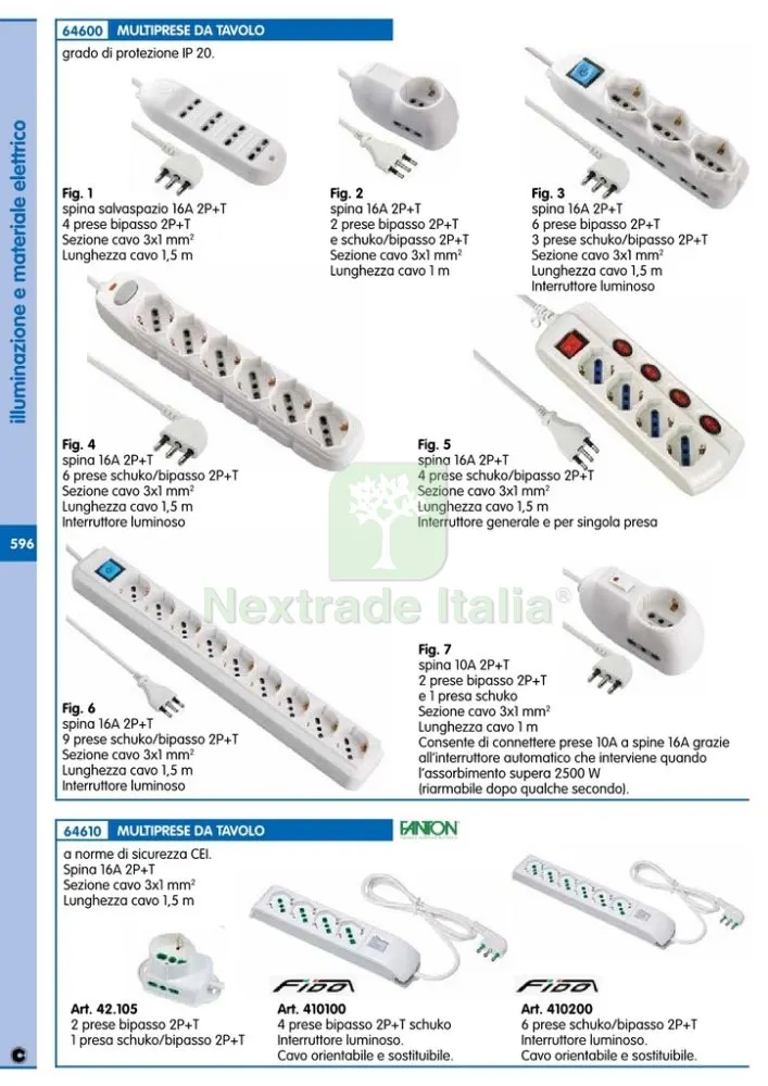 5PZ MULTIPRESA 10A-2 PRESE BIPASSO +1 SCHUKO CON INTERRUTTORE DI SICUREZ — Interruttori e prese — rif. FERX.91485 — foto 2 5PZ MULTIPRESA 10A-2 PRESE BIPASSO +1 SCHUKO CON INTERRUTTORE DI SICUREZ — Interruttori e prese — rif. FERX.91485 — foto 2