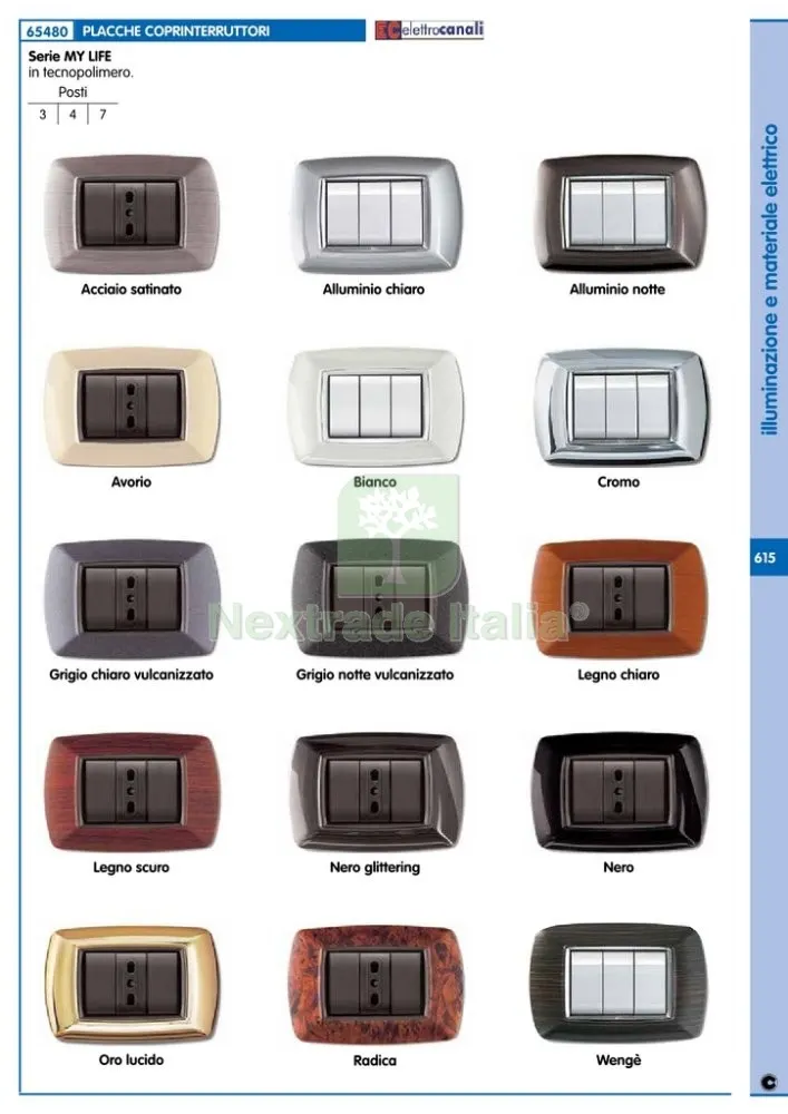 PLACCA LIFE MOD. LIVING PLASTICA LEGNO SCURO 7 POSTI — Interruttori e prese — rif. FERX.41591 — foto 2