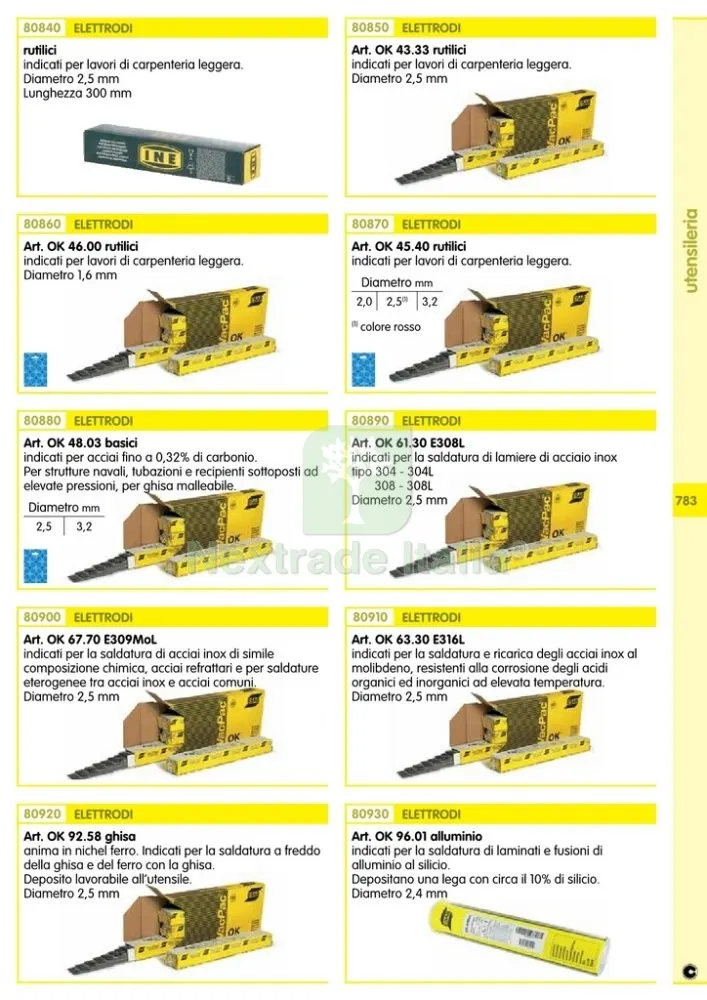 ESAB ELETTRICO RUTILICO 45.40 MM.2,5 PZ.230 KG.4 — Spazzole metalliche manuali — rif. FERX.5572 — foto 2 ESAB ELETTRICO RUTILICO 45.40 MM.2,5 PZ.230 KG.4 — Spazzole metalliche manuali — rif. FERX.5572 — foto 2