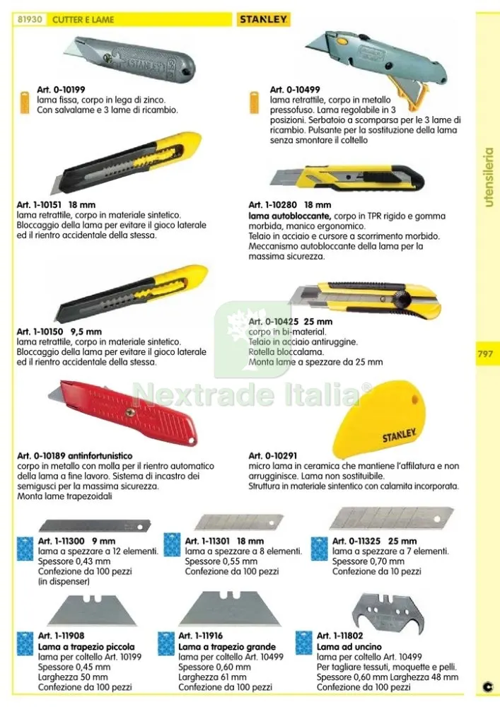 100PZ ST LAMA TRAPEZIO X CUTTER 10.499 ART. 6.11.916 — Misurazione e taglio manuale — rif. FERX.1704 — foto 2 100PZ ST LAMA TRAPEZIO X CUTTER 10.499 ART. 6.11.916 — Misurazione e taglio manuale — rif. FERX.1704 — foto 2