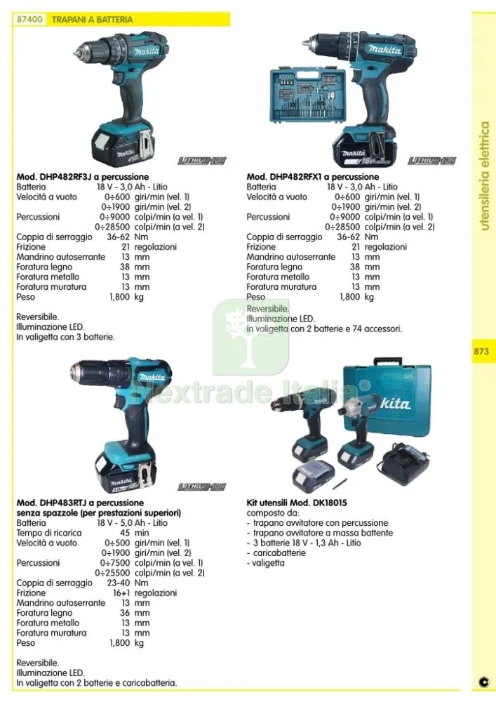 MAKITA TRAPARENTE CON 2 BATTERIE 18VP-LI HP457DWE — Marchi utensili elettrici — rif. FERX.91070 — foto 2