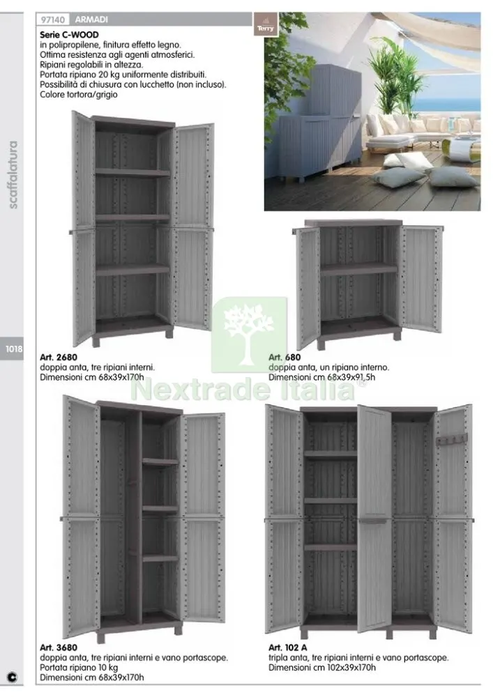 Armadio Terry "cwood" 2ANTE CM 68X39X170H Tre Ripiani con Portascope 3680 — Arredo — rif. FERX.17314 — foto 2