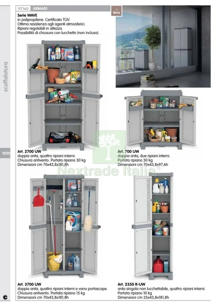 Armadio Terry Wave 2ANTE CM 70X44X181H Quattro Ripiani 2700UW — Arredo — rif. FERX.9303 — foto 2
