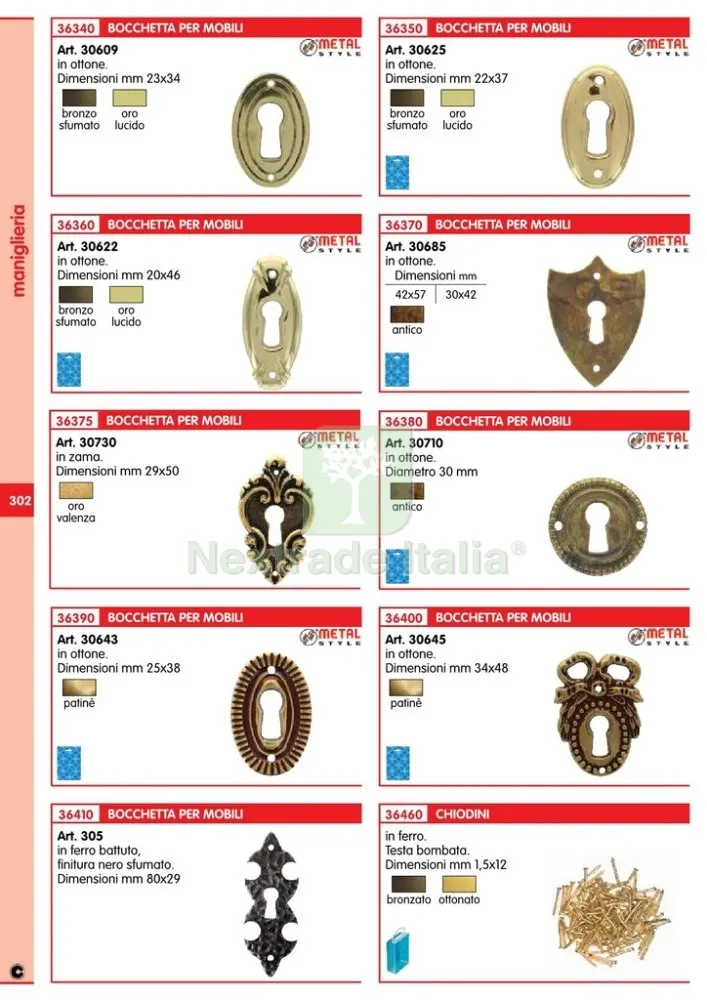 20PZ BOCCHETTA PER MOBILI FERRO BATTUTO ART. 305 — Ferramenta per legno e mobili — rif. FERX.89987 — foto 2 20PZ BOCCHETTA PER MOBILI FERRO BATTUTO ART. 305 — Ferramenta per legno e mobili — rif. FERX.89987 — foto 2