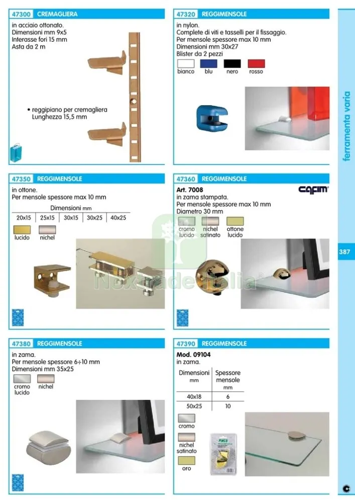 SC REGGIPIANI OTTONATI X CREMAGLIERA (PZ.20) — Ferramenta per legno e mobili — rif. FERX.81065 — foto 2 SC REGGIPIANI OTTONATI X CREMAGLIERA (PZ.20) — Ferramenta per legno e mobili — rif. FERX.81065 — foto 2