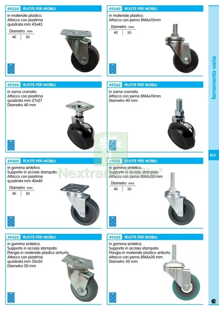 4PZ RUOTA NYLON PERNO FILETTATO 8MAX15 D.40 MM — Bulloni, dadi e rondelle — rif. FERX.2952 — foto 2 4PZ RUOTA NYLON PERNO FILETTATO 8MAX15 D.40 MM — Bulloni, dadi e rondelle — rif. FERX.2952 — foto 2