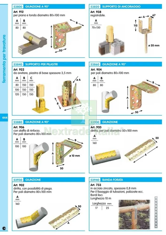4PZ SUPPORTO PILASTRO 4FORI ACCIAIO TROPICALIZZATO .ART.922 D.100 MM — Pile e batterie — rif. FERX.16672 — foto 2